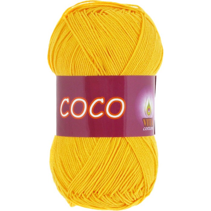 Пряжа Vita-cotton "Coco" 3863 Жёлтый 100% мерсеризованный хлопок 240 м 50гр