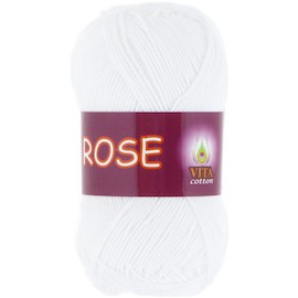 Пряжа Vita-cotton "Rose" 3901 Белый 100% хлопок двойной мерсеризации 150м 50 гр