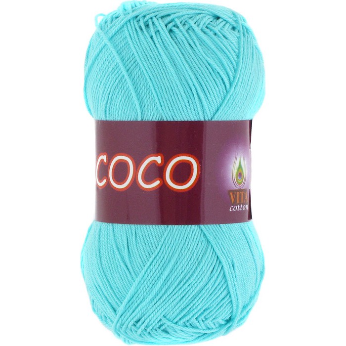 Пряжа Vita-cotton "Coco" 3867 Св.зел.бирюза 100% мерсеризованный хлопок 240 м 50гр