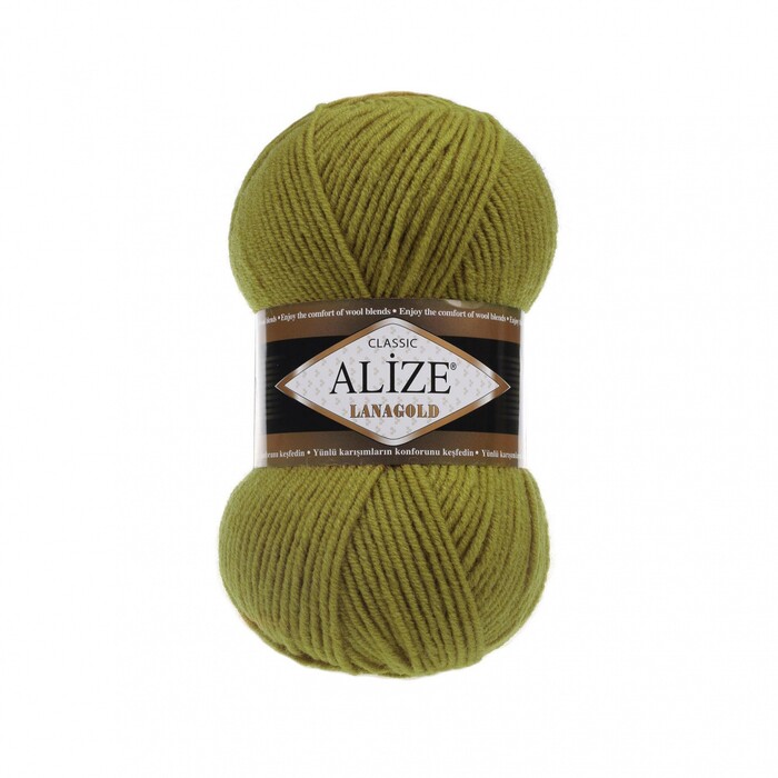 Пряжа Alize "Lanagold" 758 оливковый 49% шерсть, 51% акрил 100 гр 240 метров