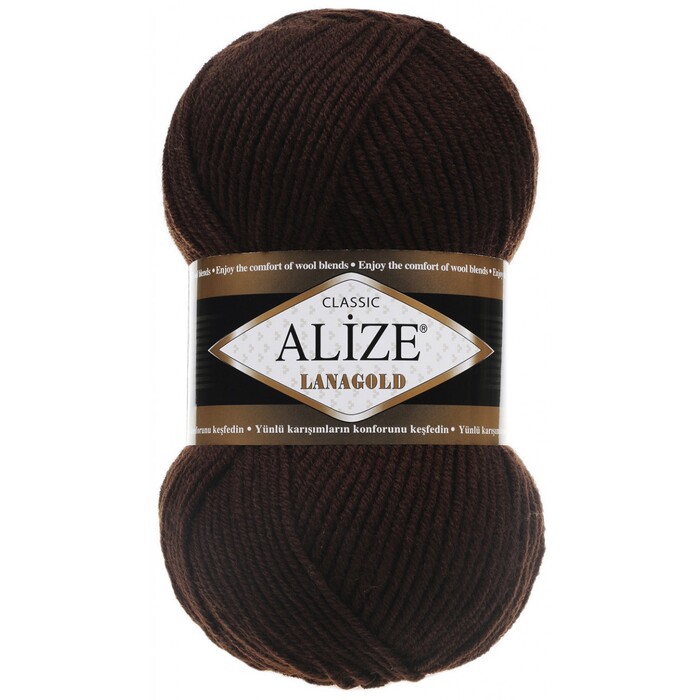 Пряжа Alize "Lanagold"  26 коричневый 49% шерсть, 51% акрил 100 гр 240 метров