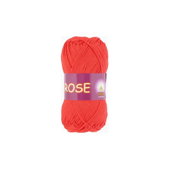 Пряжа Vita-cotton "Rose" 4252 Оранжевый коралл 100% хлопок двойной мерсеризации 150м 50 гр