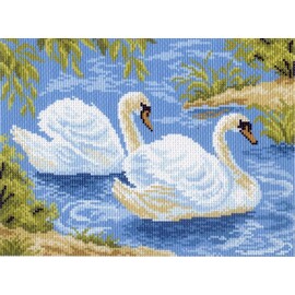 "Матренин посад" канва с рисунком арт.0559-1 "Тундровые лебеди" 28*37 см