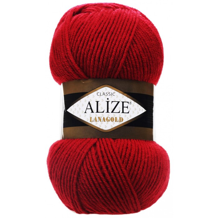 Пряжа Alize "Lanagold"  56 красный 49% шерсть, 51% акрил 100 гр 240 метров