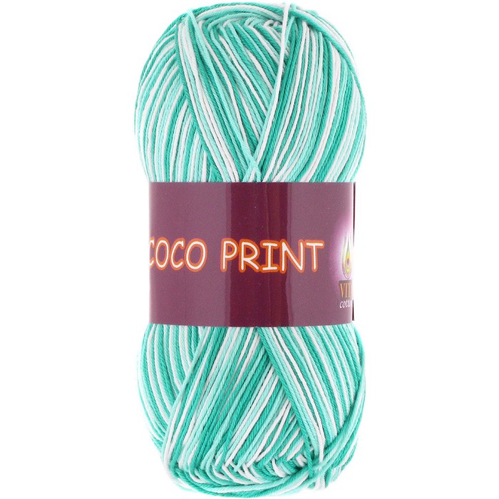 Пряжа Vita-cotton "Coco print" 4675 Зеленая бирюза 100% мерсеризованный хлопок 240 м 50м