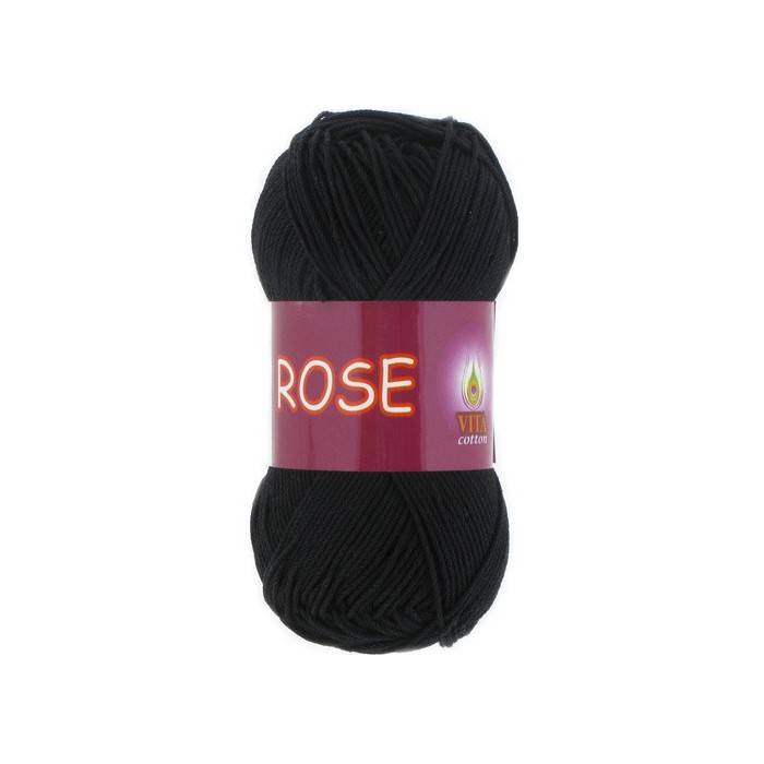 Vita cotton Rose 3902 Чёрный 100% хлопок двойной мерсеризации 150м 50 гр