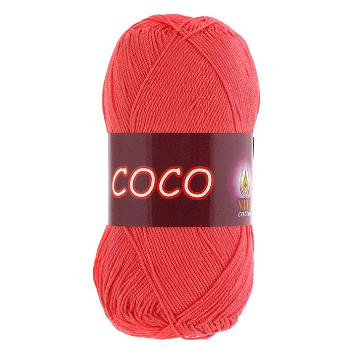 Vita cotton Coco 4308 Розовый коралл 100% мерсеризованный хлопок 240 м 50гр