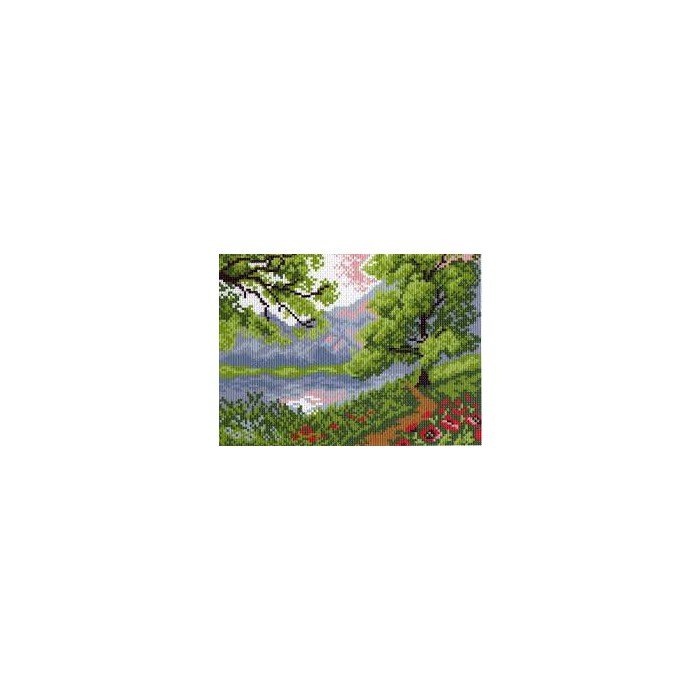 "Матренин посад" канва с рисунком арт.0518-1 "Пейзаж в горах" 28*37см
