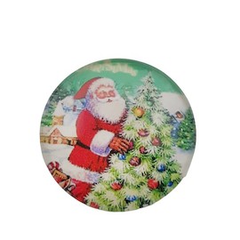 Кабошон стеклянный с рисунком "Дед мороз" 25 мм