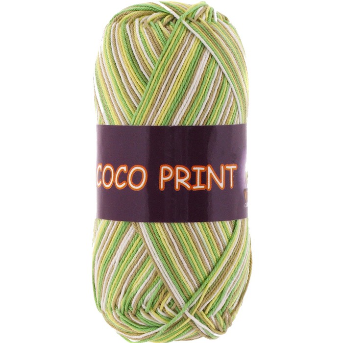 Vita cotton Coco print 4671 Желто-зелёный меланж 100% мерсеризованный хлопок 240 м 50м
