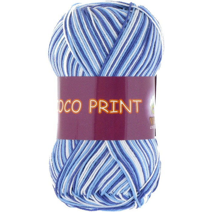 Vita cotton Coco print 4659 Синий меланж 100% мерсеризованный хлопок 240м 50м