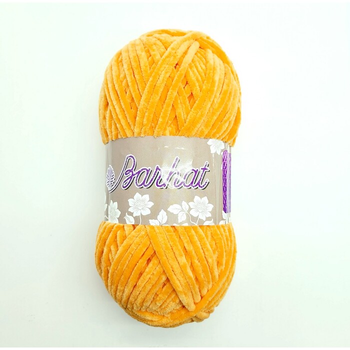 Пряжа плюшевая Spago yarn "Barhat" 38 цв.янтарно-жёлтый 100% полиэстер 100 гр 120 м