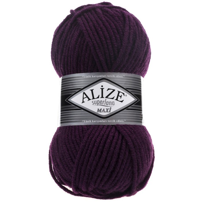 Alize Superlana maxi 111 фиолетовый 25% шерсть 75% акрил 100 гр 100 м