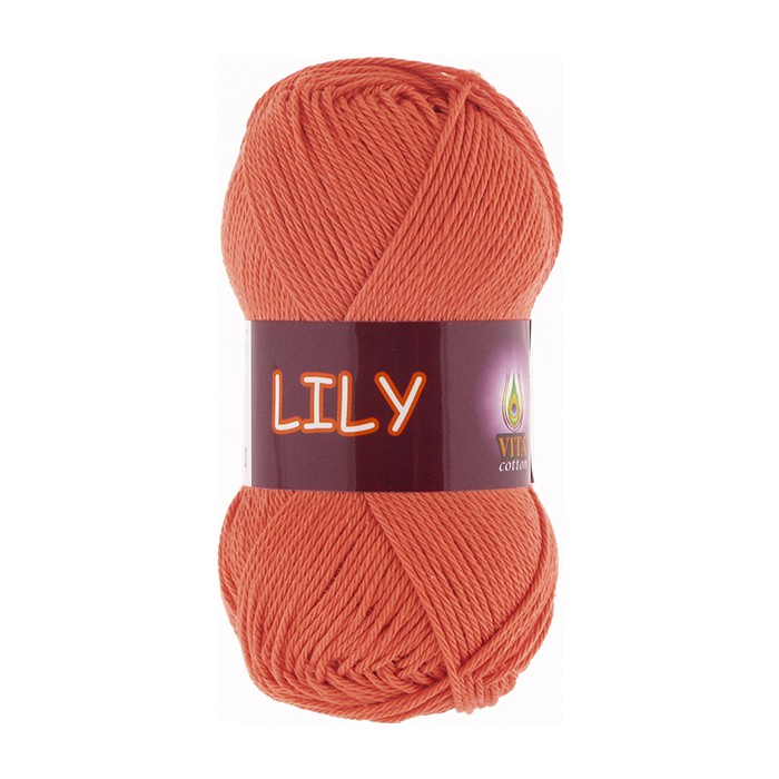 Пряжа Vita-cotton "Lily" 1607 Оранжевый 100% мерсеризованный хлопок 125 м 50 г