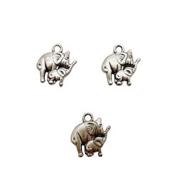 Подвеска декоративная "Слон и слоненок" 15*10 мм цв.серебро