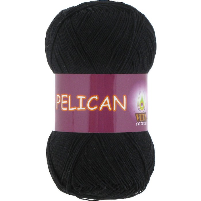 Пряжа Vita-cotton "Pelican" 3952 Чёрный 100% хлопок двойной мерсеризации 330м 50гр