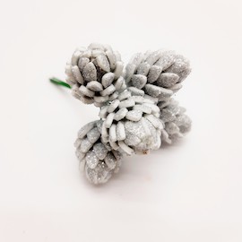 Шишка декоративная материал фоамиран цв.серебро букетик 5 шт.d 2 см