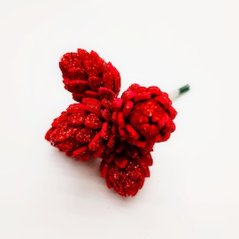 Шишка декоративная материал фоамиран цв.красный букетик 5 шт.d 2 см