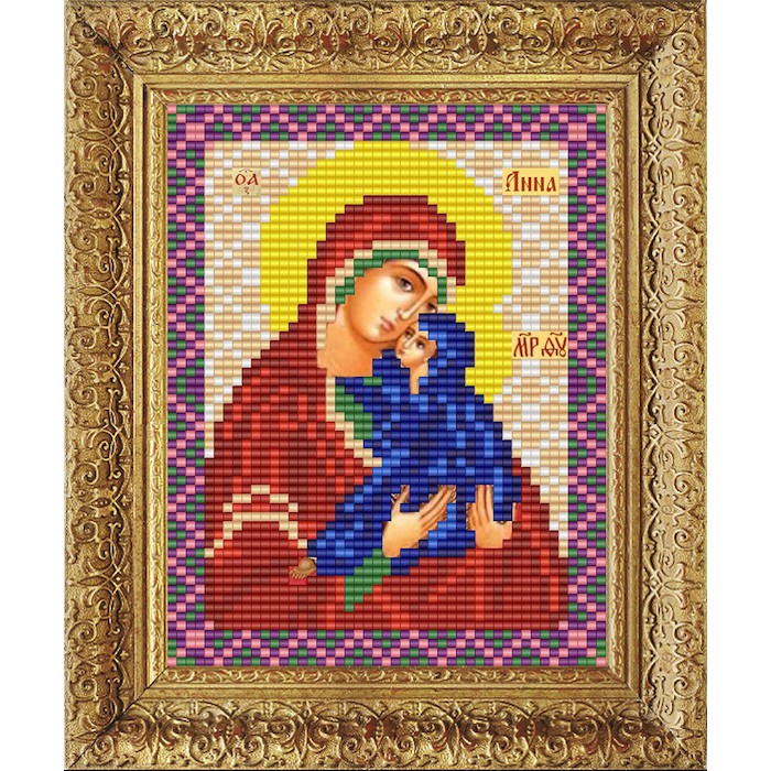 "Яблочный Спас" Набор для вышивания бисером Икона Св. Анны матери Богородицы 10*13 см