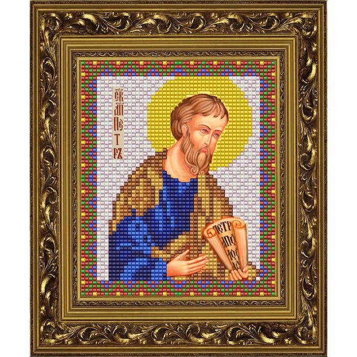 "Яблочный Спас" Схема для вышивания бисером Икона Св. Апостола Петра 10,5*13 см