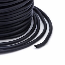 Шнур каучуковый синтетический, полый, черный, 2мм, отв 1 мм