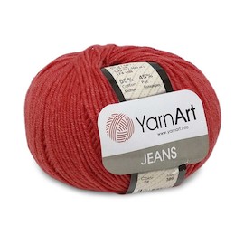 YarnArt JEANS 26 красный 55% хлопок, 45% полиакрил.160 м 50 г