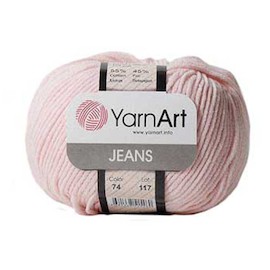 Пряжа YarnArt "JEANS" 74 бледно-розовый 55% хлопок, 45% полиакрил.160 м 50 г